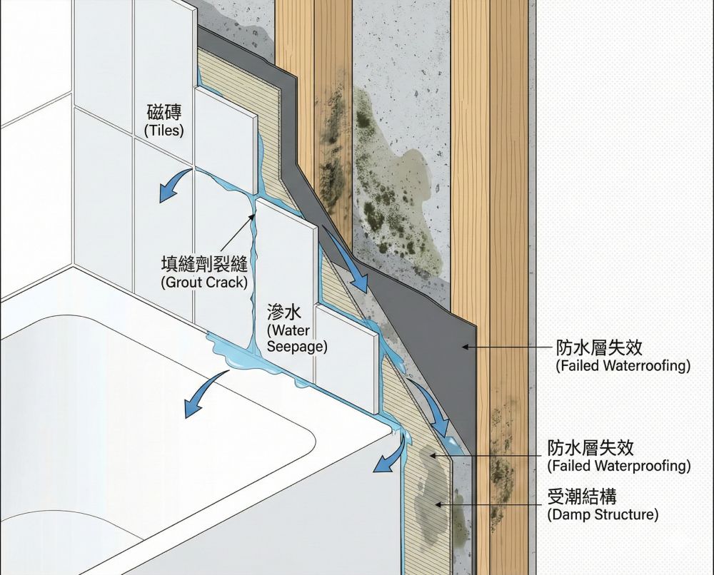 浴室磁磚漏水為什麼會發生?先找出真正問題